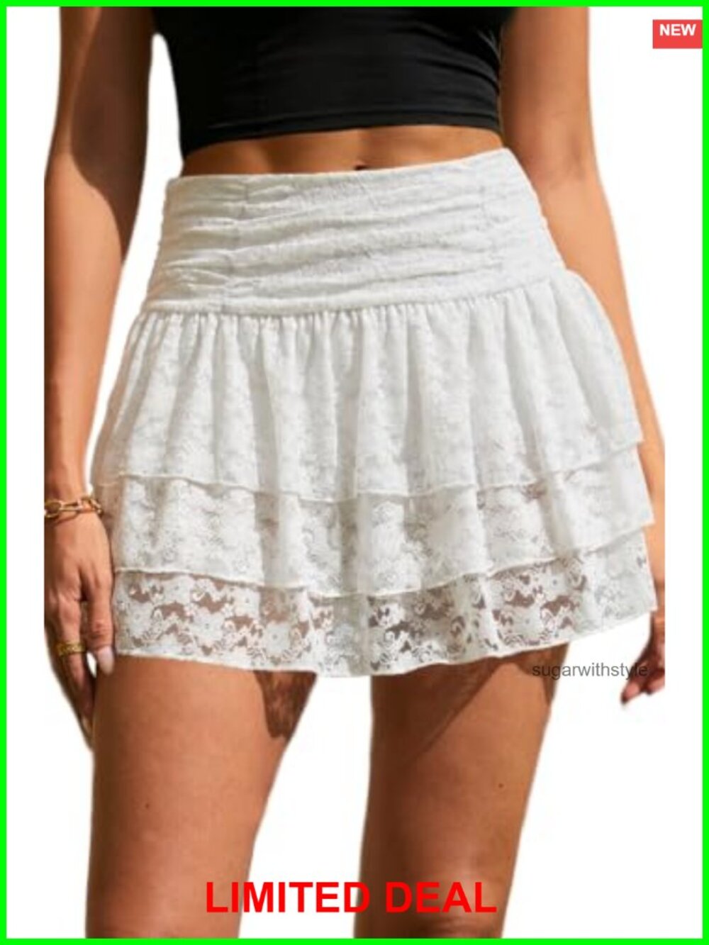 Lace Ruffle Mini Skort High Waisted Layered Micro Skirt Y2K